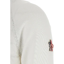 White CARDIGAN with stand-up collar and logo on the sleeve in Tech Fabric Woman