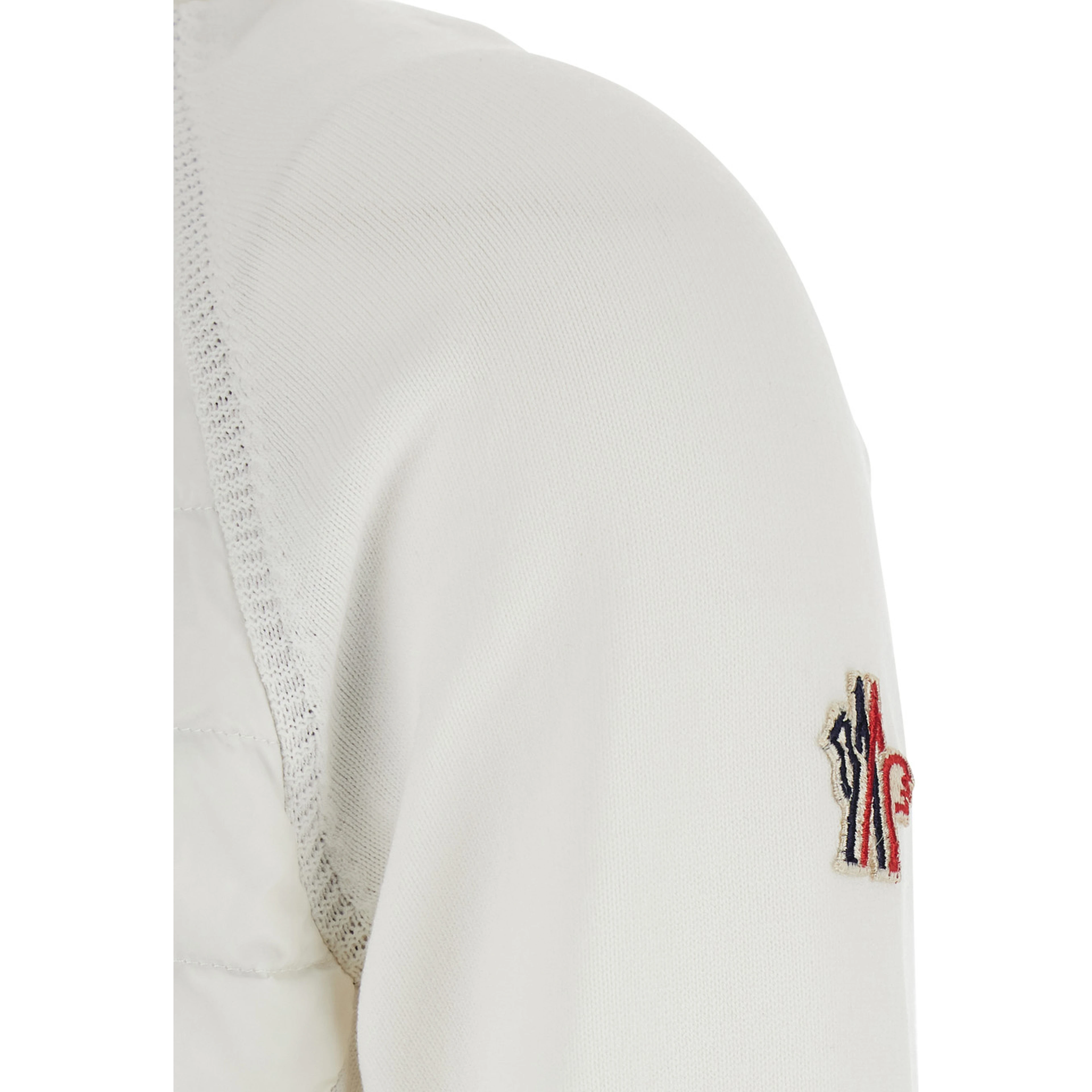 White CARDIGAN with stand-up collar and logo on the sleeve in Tech Fabric Woman