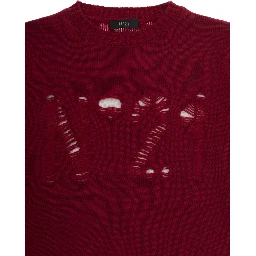 Red Crewneck sweater with logo embroidery on the front in wool blend boy