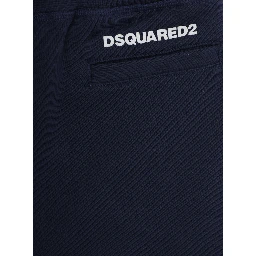 Blue pants with elasticated drawstring waist and logo lettering on the back in cotton boy