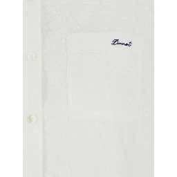 White Shirt with classic collar and logo embroidery on the front in cotton for women