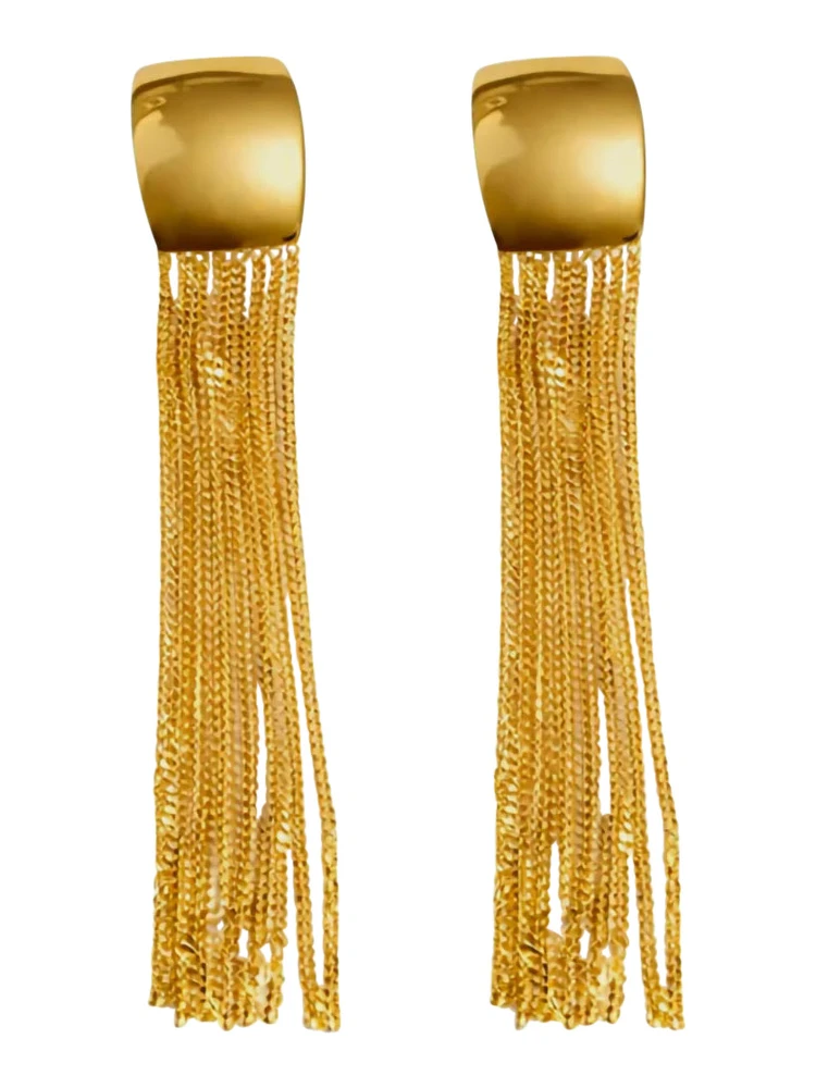 Julie Gold-Colored Earrings with Pendant Design in Metal for Women