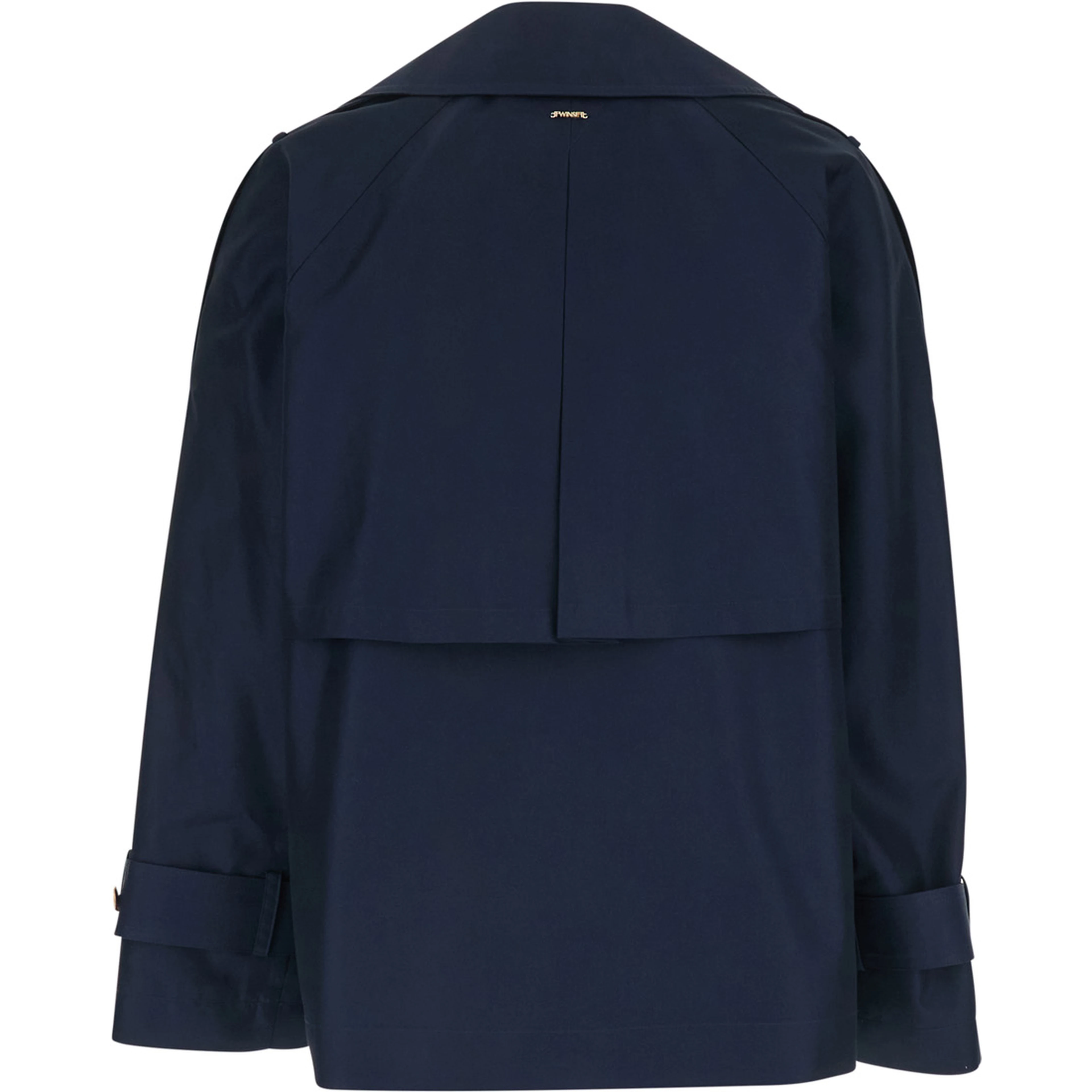 Short Double-breasted Trench Coat in Blue Tech Fabric for Women