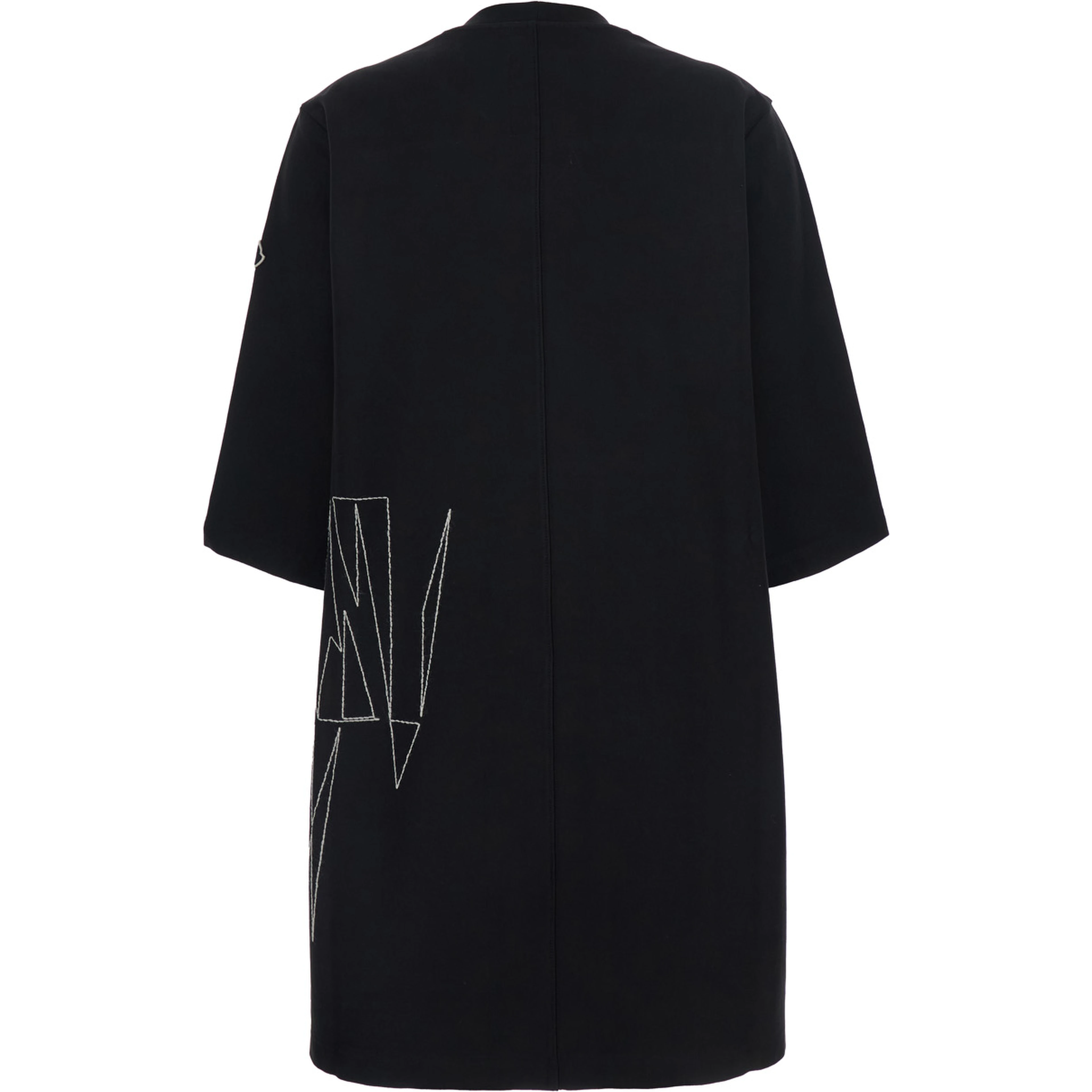Rick Owens X Moncler Black Crewneck Oversize T-Shirt with Maxi Print on the Front and Logo Patch on the Side in Cotton Unisex