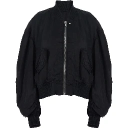 Bomber Jacket Secchia Flight with Ruched Sleeves in Black for Women