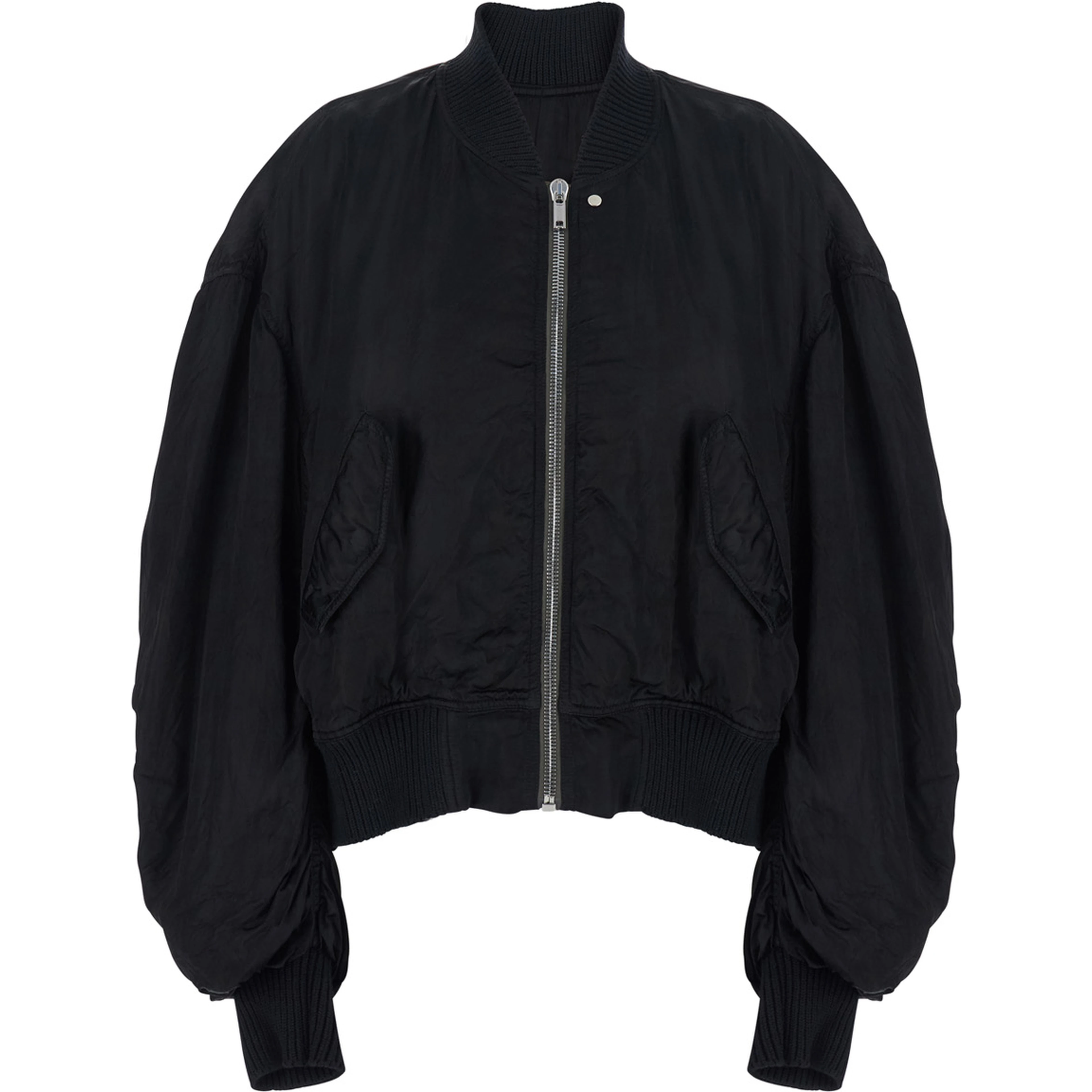 Bomber Jacket Secchia Flight with Ruched Sleeves in Black for Women