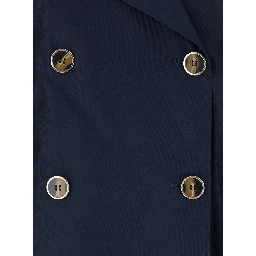 Short Double-breasted Trench Coat in Blue Tech Fabric for Women