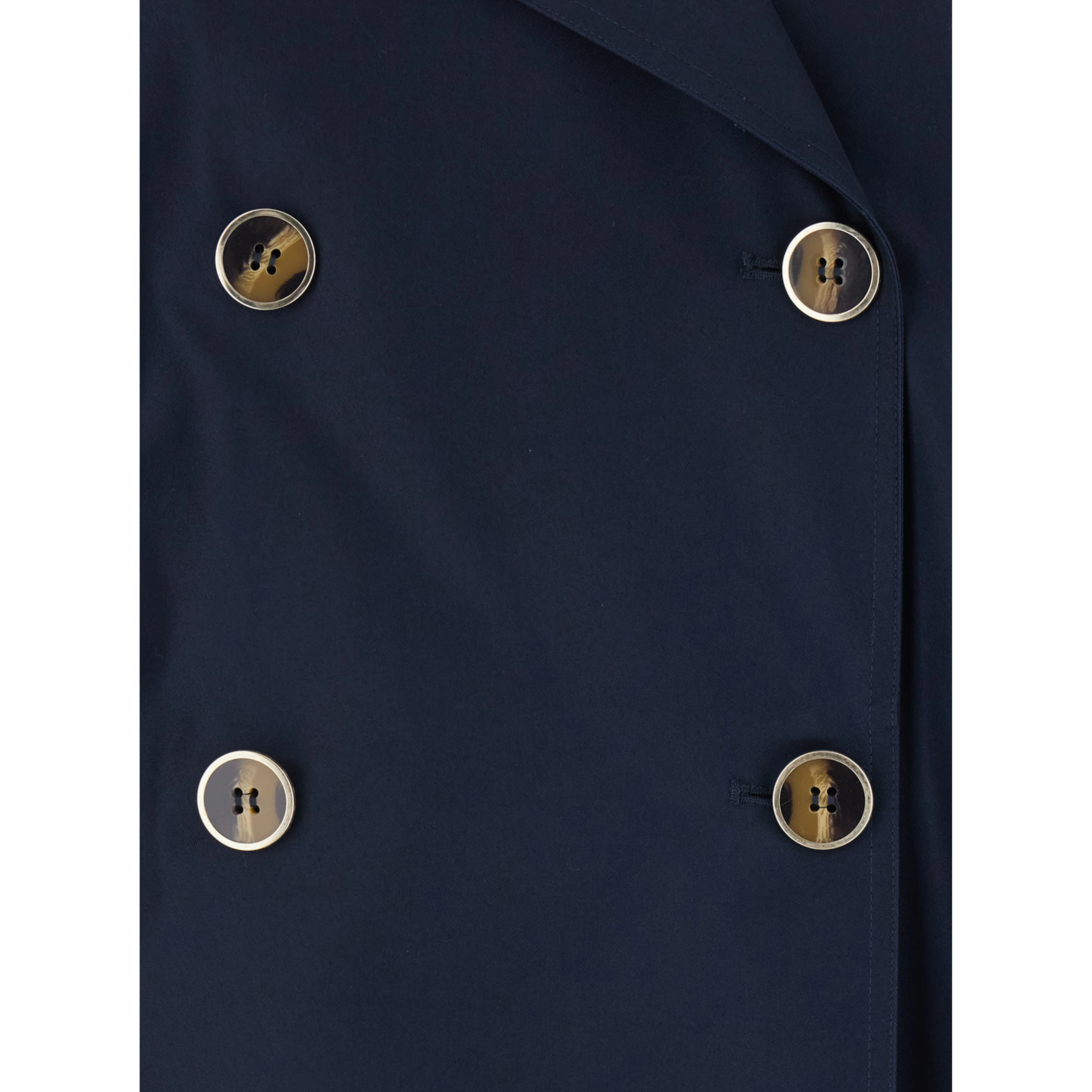 Short Double-breasted Trench Coat in Blue Tech Fabric for Women