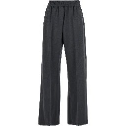 Grey Pants with Elasticized Waist in Stretch Wool Blend Women