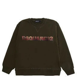 Green sweatshirt with logo lettering on the front in cotton for boy