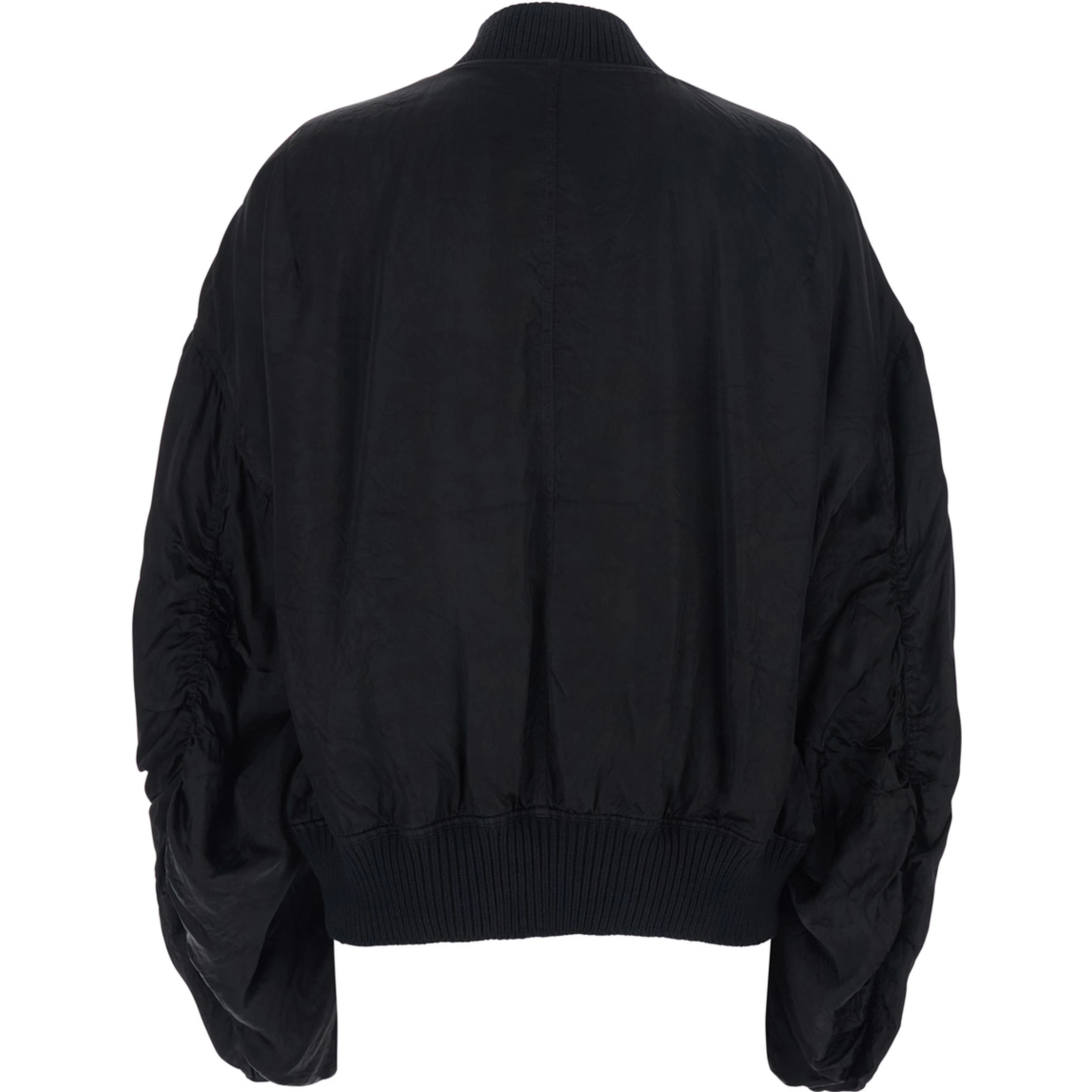 Bomber Jacket Secchia Flight with Ruched Sleeves in Black for Women