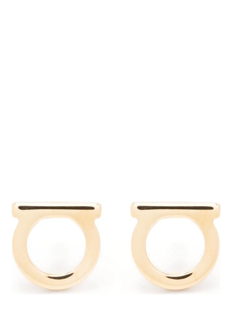 Gold Colored Gancini Earrings in Brass for Women