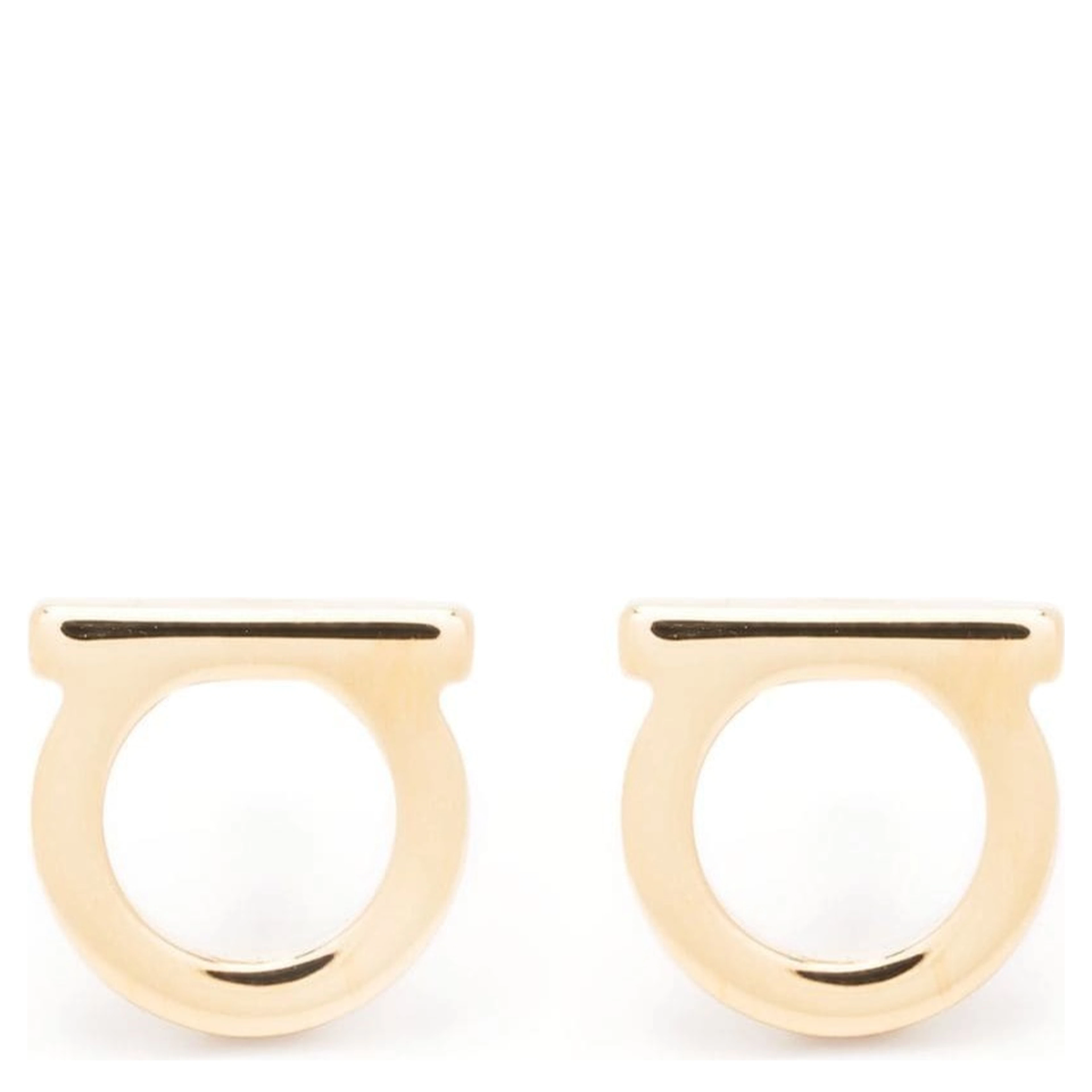 Gold Colored Gancini Earrings in Brass for Women