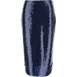 Blue Skirt with all-over sequins in stretch tech fabric for women