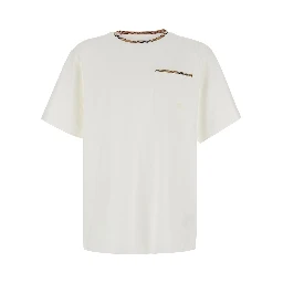 RYAN white T-shirt with Check motif details in Cotton for Men