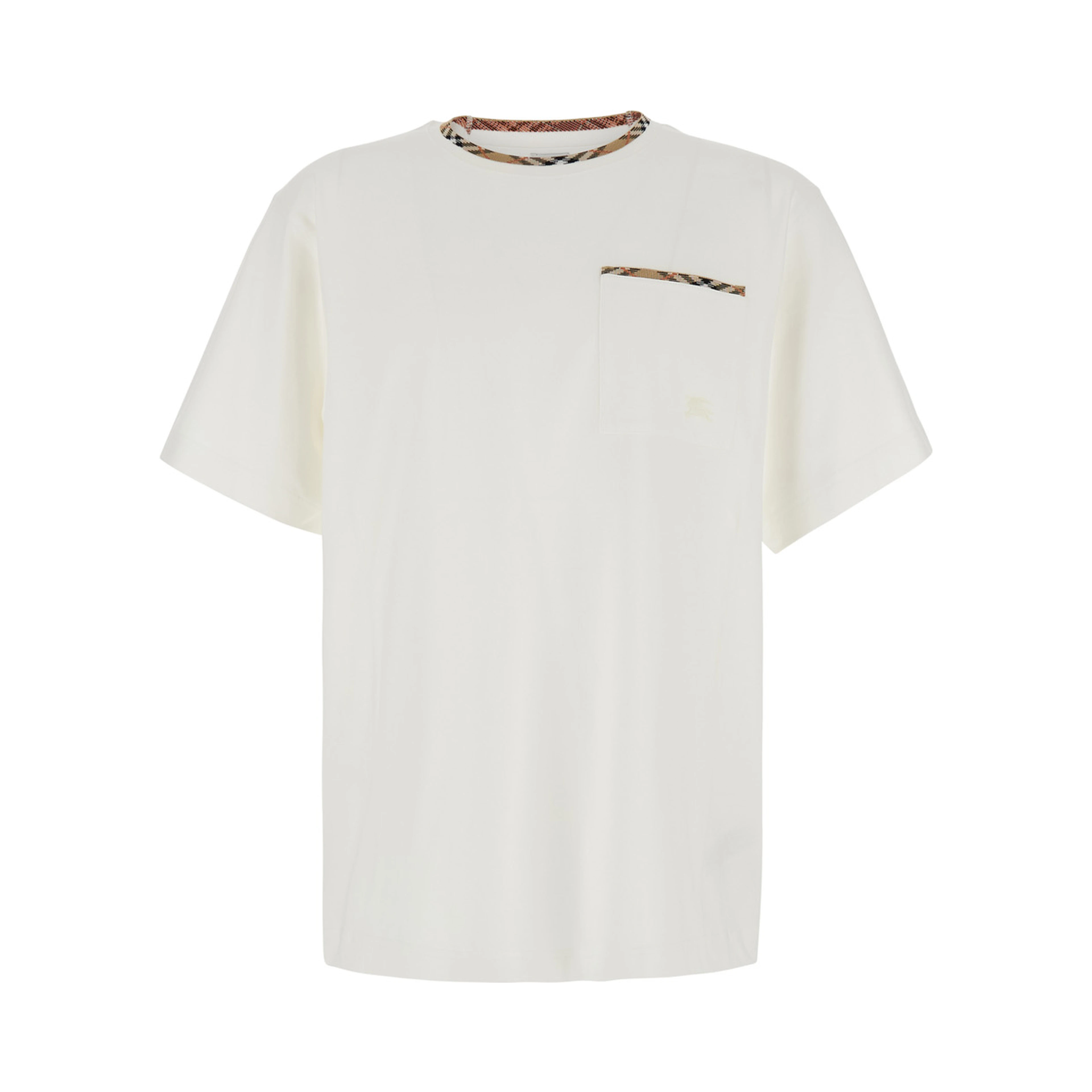 RYAN white T-shirt with Check motif details in Cotton for Men