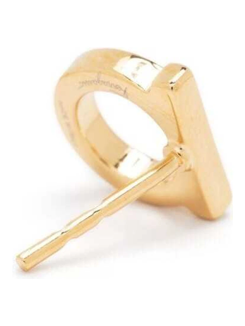 Gold Colored Gancini Earrings in Brass for Women
