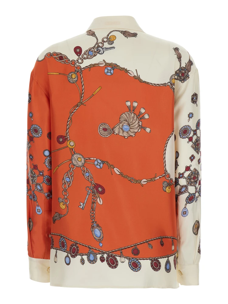 Multicolor Shirt with classic collar and all-over print in silk for women alternative
