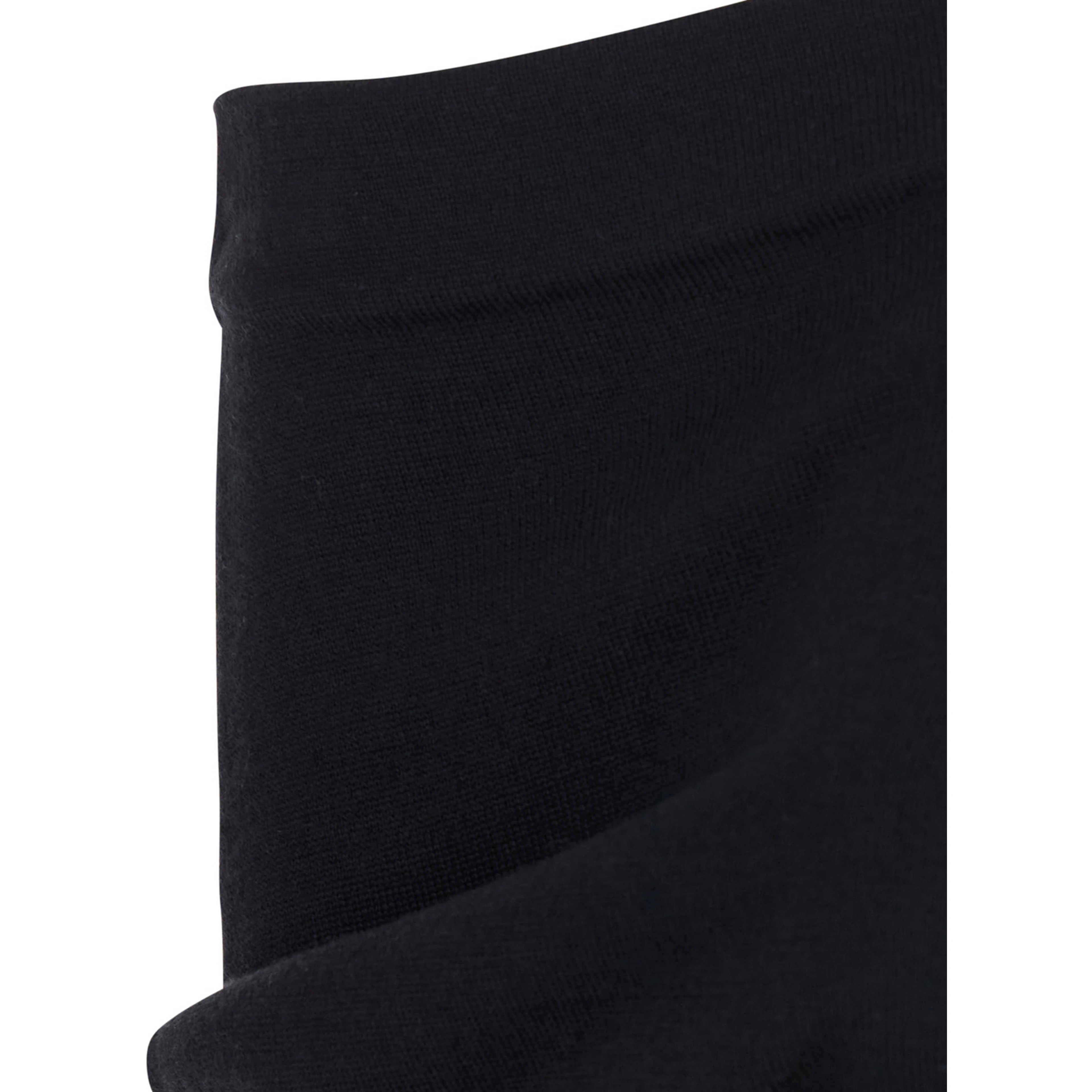 Black Sweater with off-shoulder design and long sleeves in black wool and silk for women