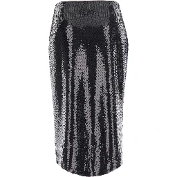 Blue Skirt with all-over sequins in stretch tech fabric for women