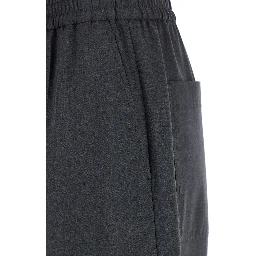 Grey Pants with Elasticized Waist in Stretch Wool Blend Women