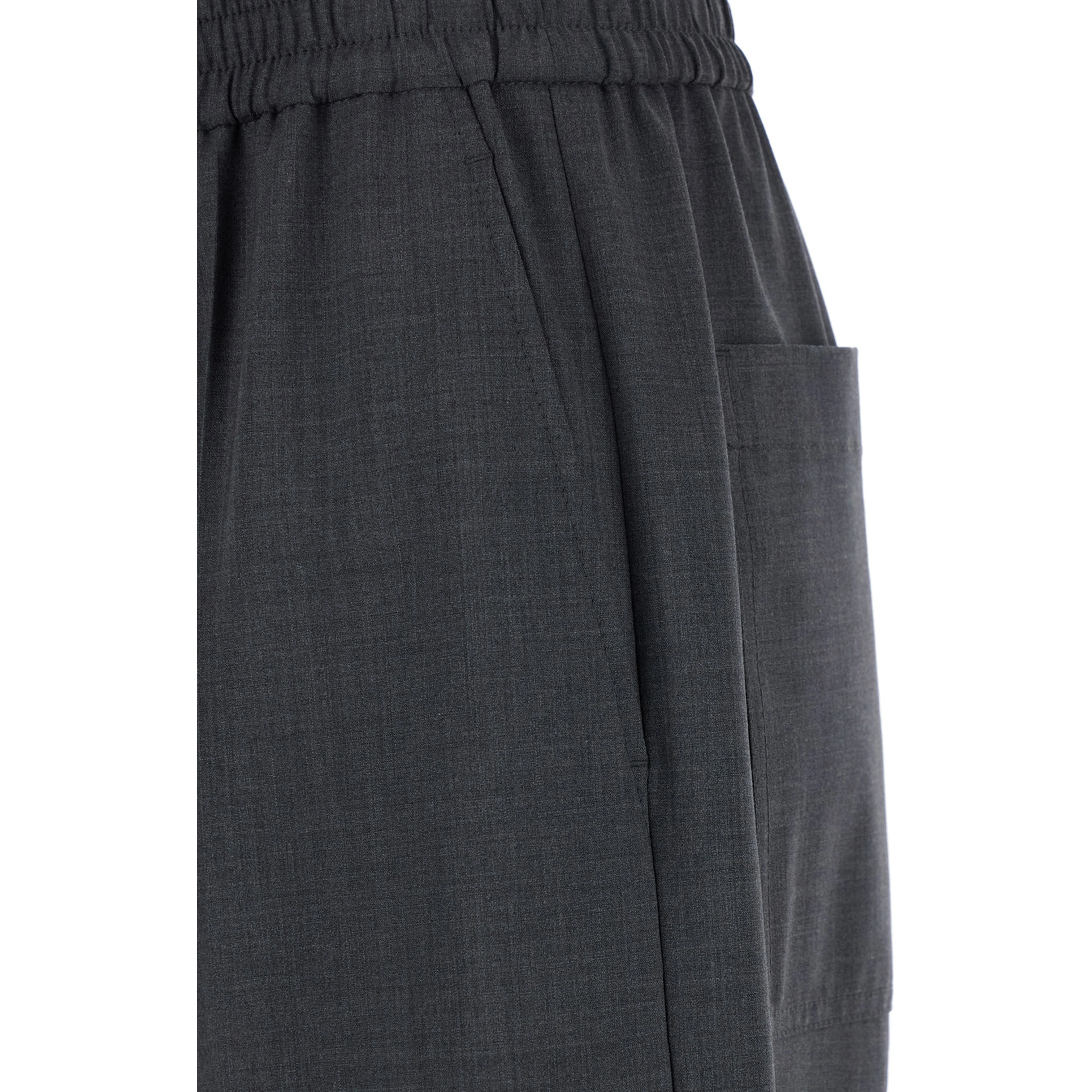 Grey Pants with Elasticized Waist in Stretch Wool Blend Women