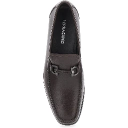 Brown Loafers with Gancini Detail on the Front in Leather for Men