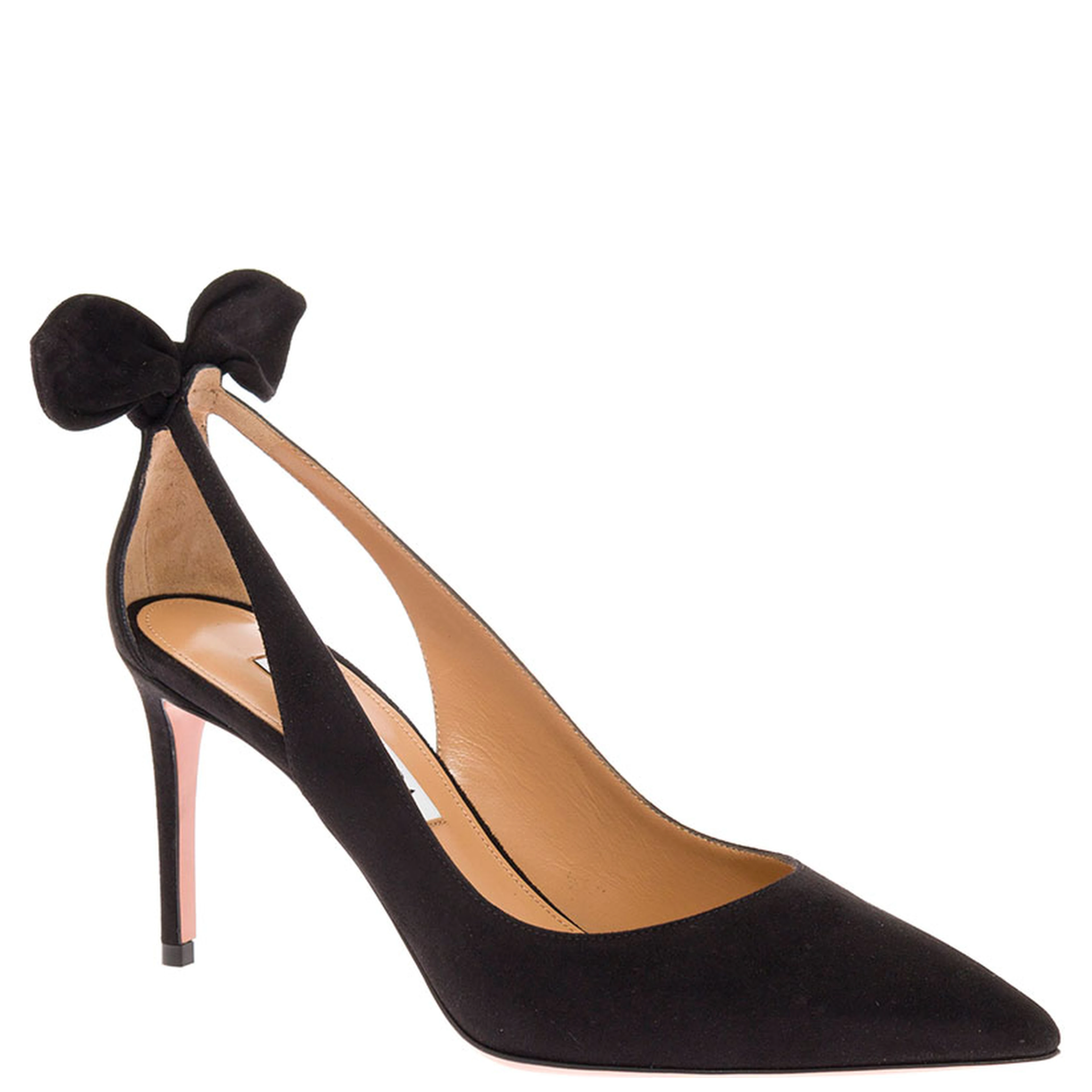 Pumps with Bow Detail and High Stiletto Heel in Black Suede for Women