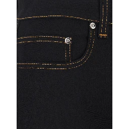 black Jeans with five-pocket design and logo patch on the back in denim for men
