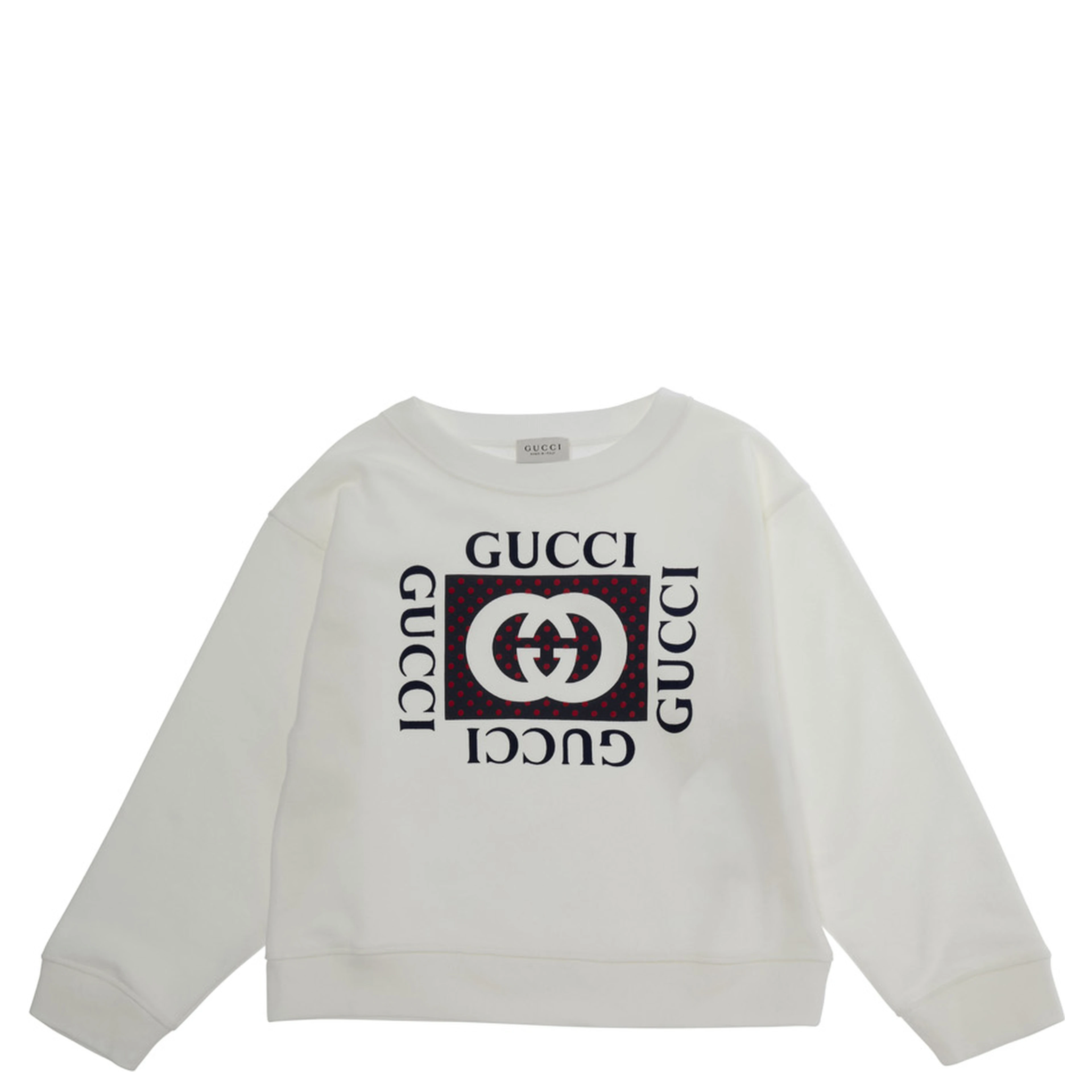 white Sweatshirt with printed logo on the front in cotton for Girl