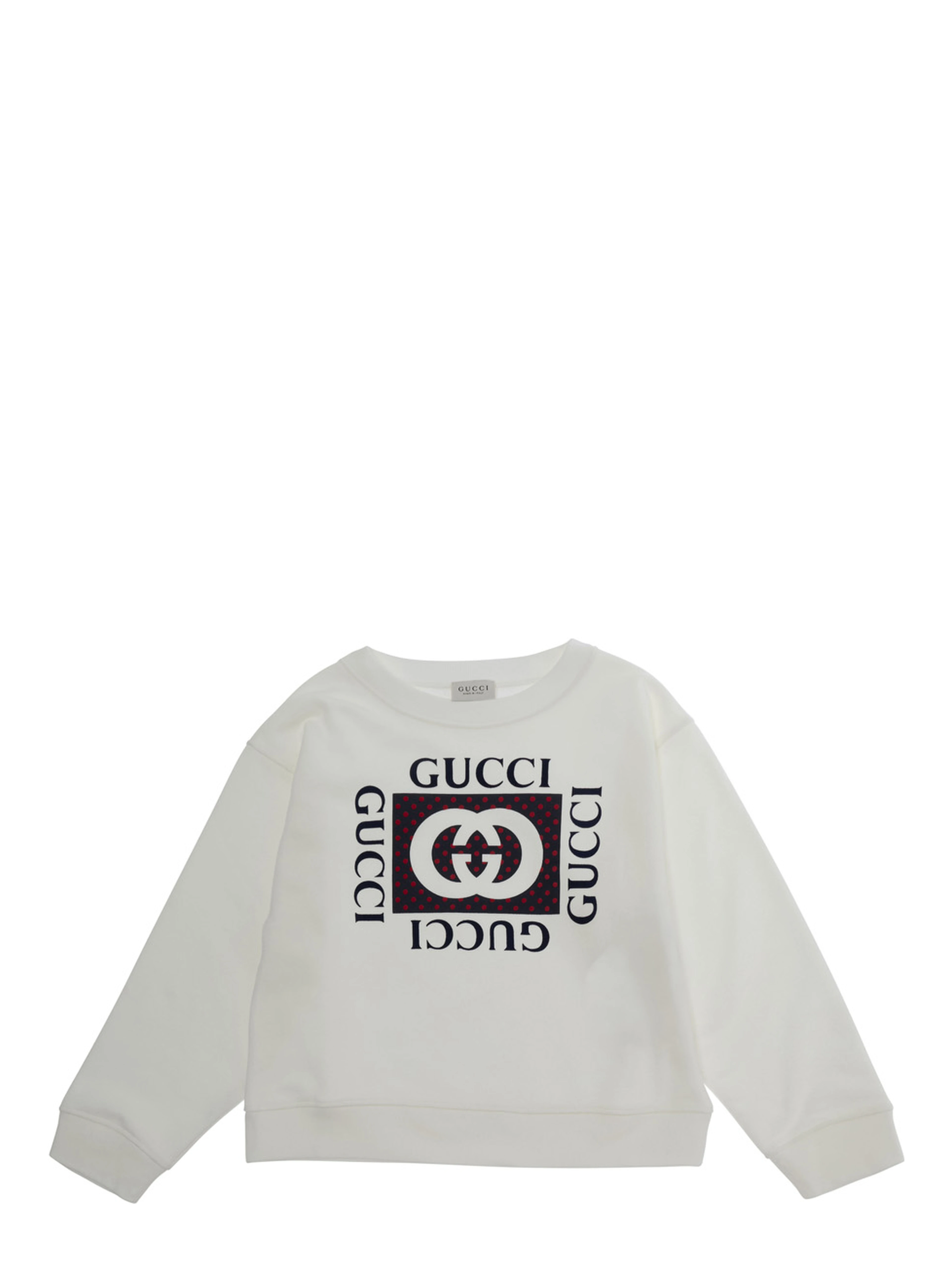 white Sweatshirt with printed logo on the front in cotton for Girl