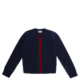 Blue Crewneck sweater with Web embroidery in wool Boy