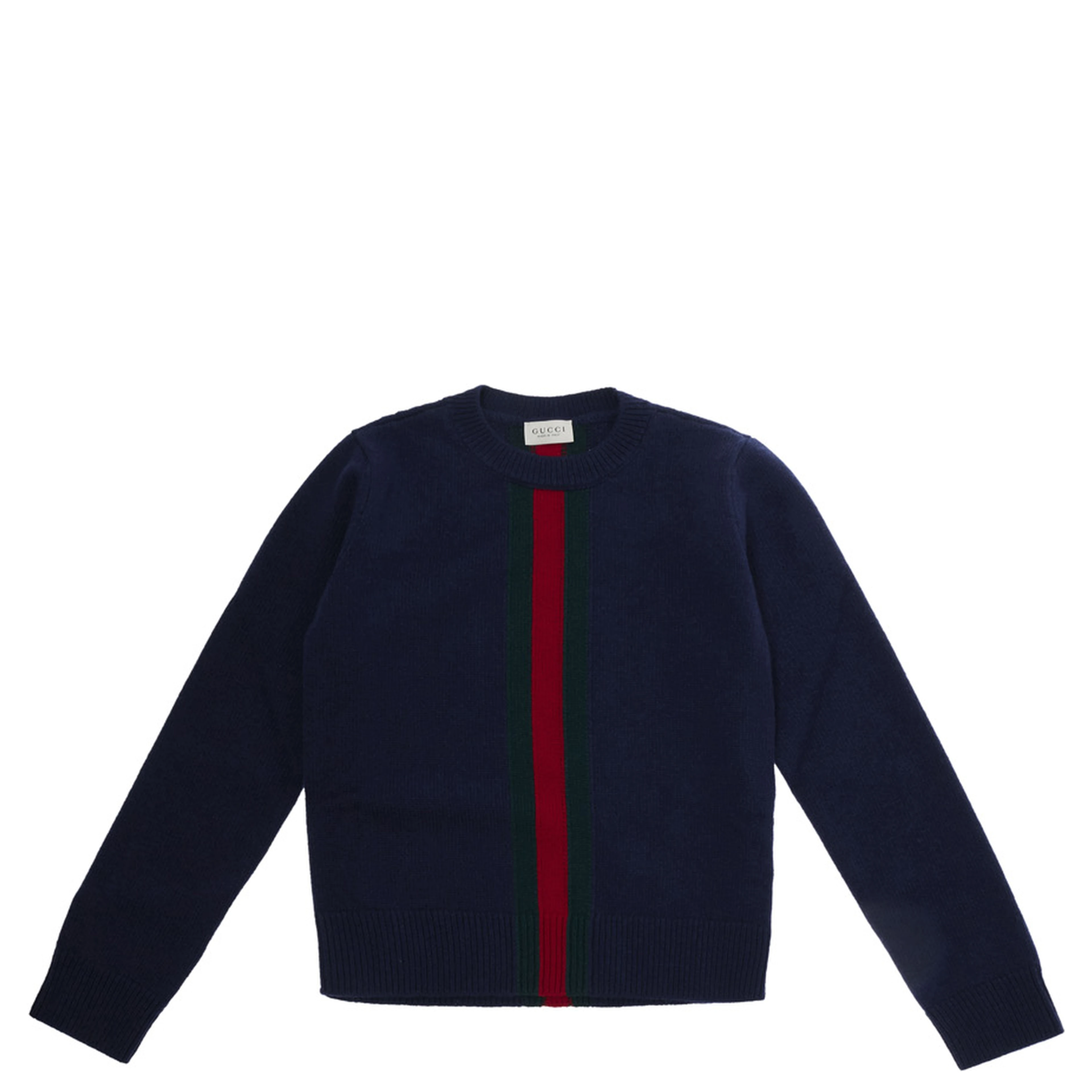 Blue Crewneck sweater with Web embroidery in wool Boy