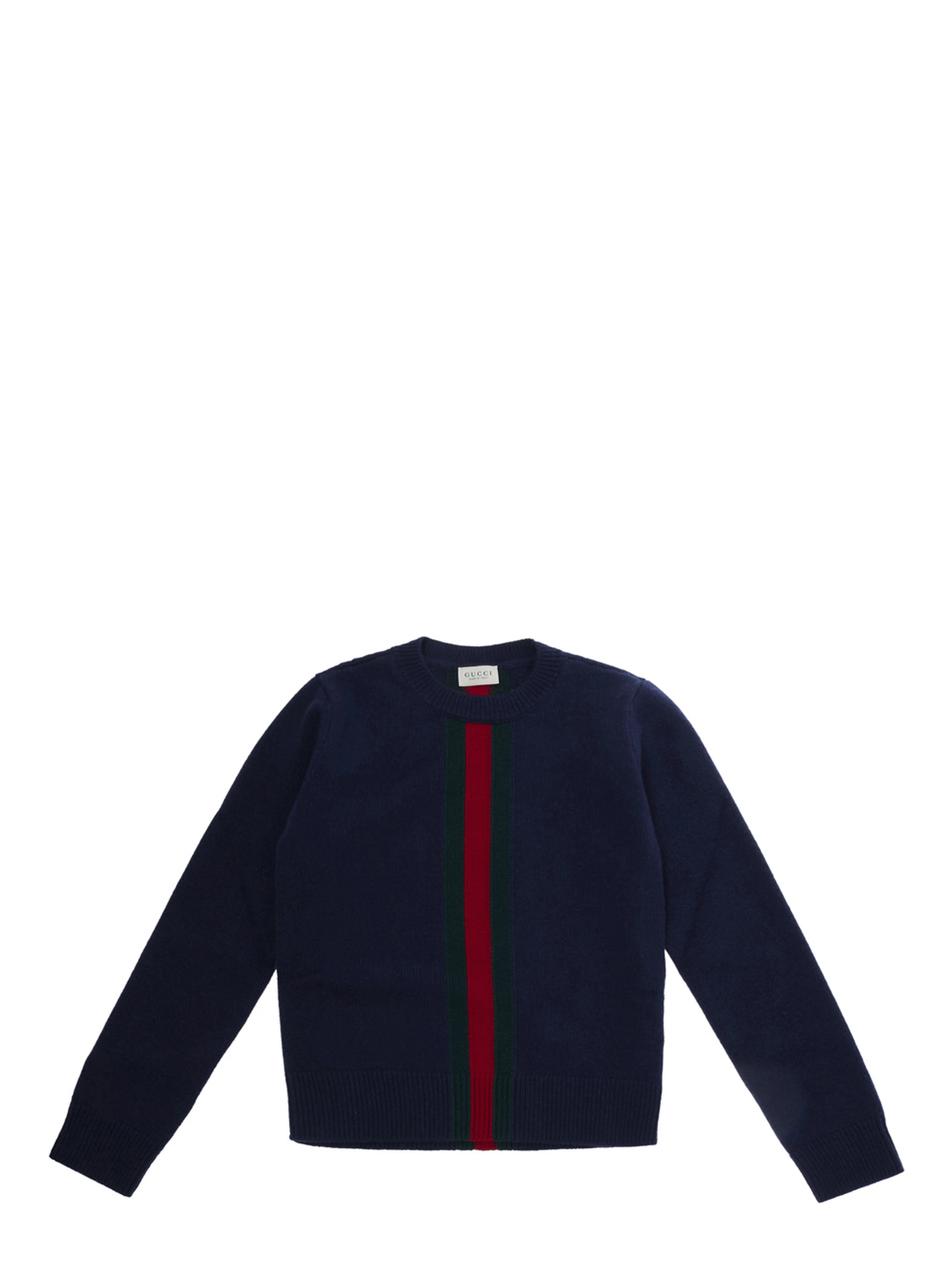 Blue Crewneck sweater with Web embroidery in wool Boy