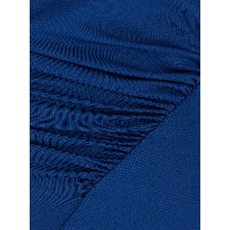 Blue Long Dress with Cap Sleeves and Elastic Waist in Stretch Tech Fabric for Women