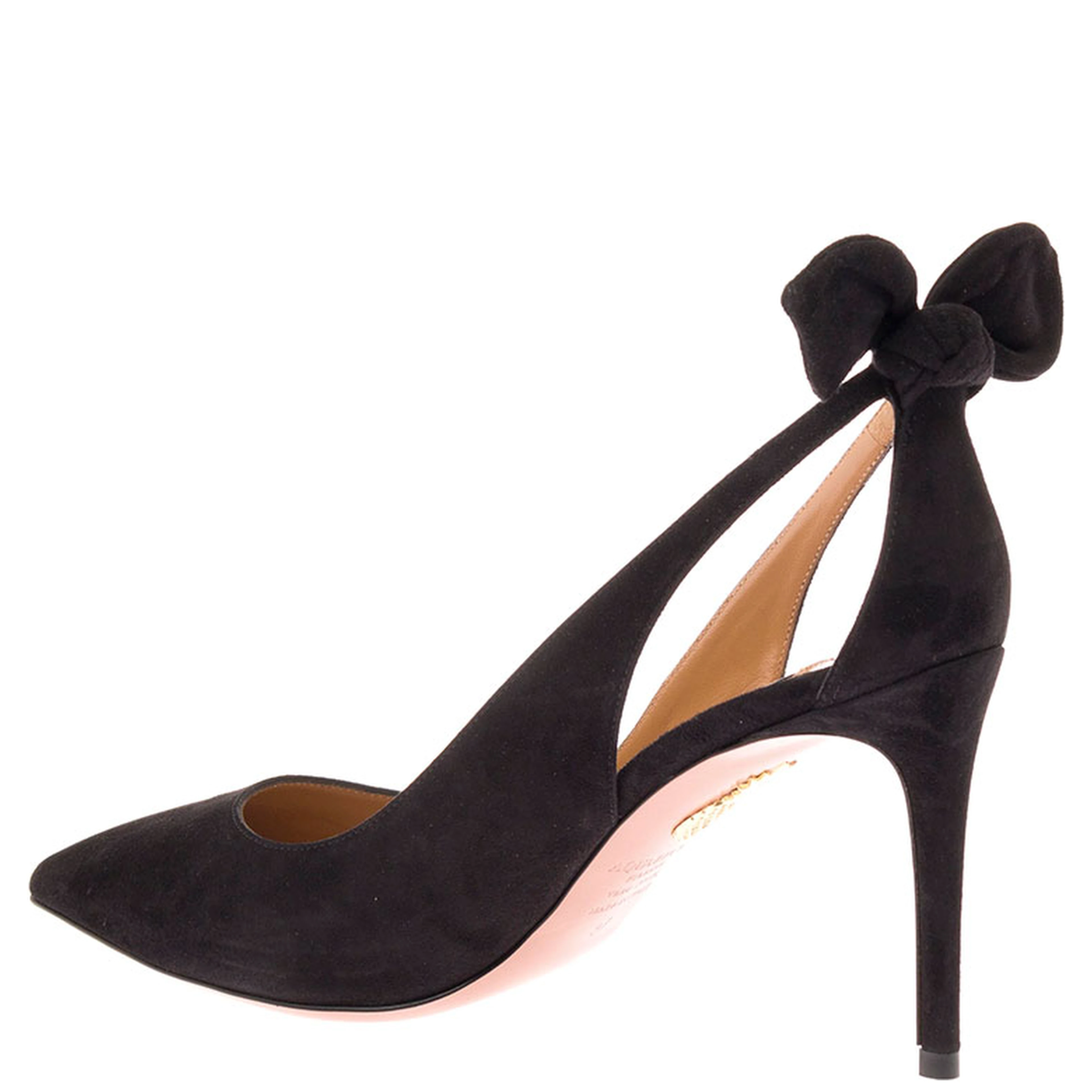 Pumps with Bow Detail and High Stiletto Heel in Black Suede for Women