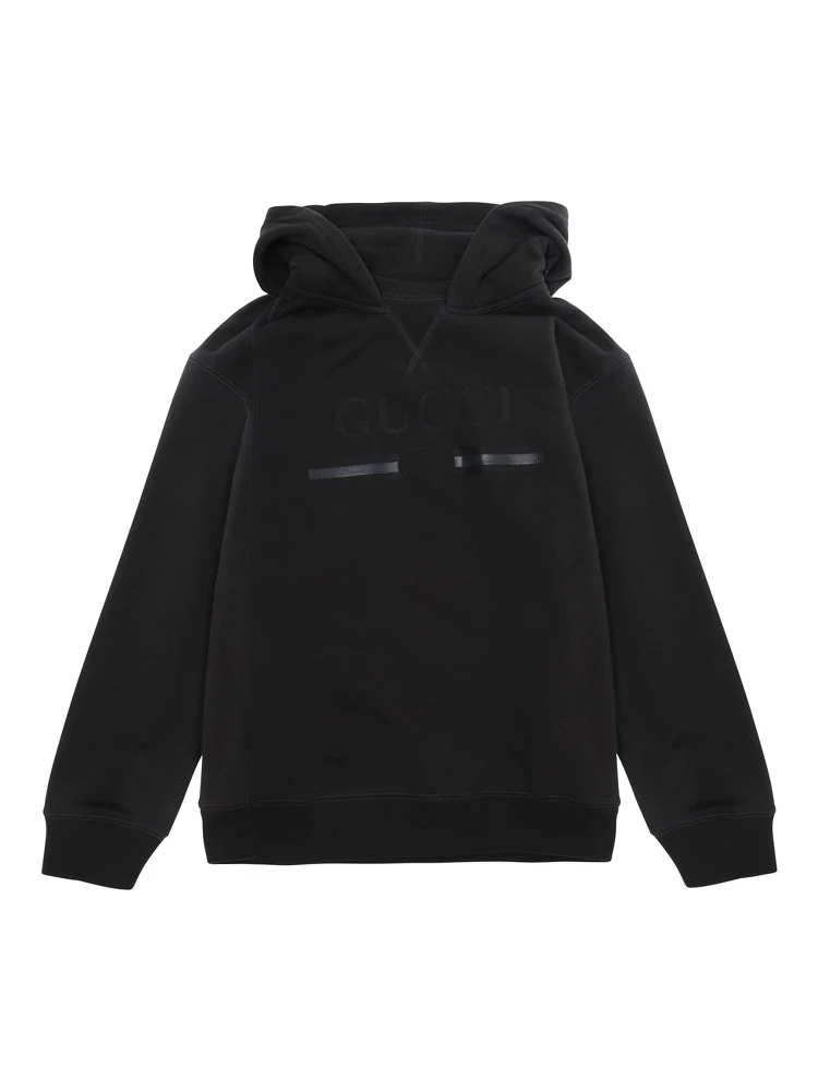 Dark grey Hooded sweatshirt with tone-on-tone logo in cotton for Boy