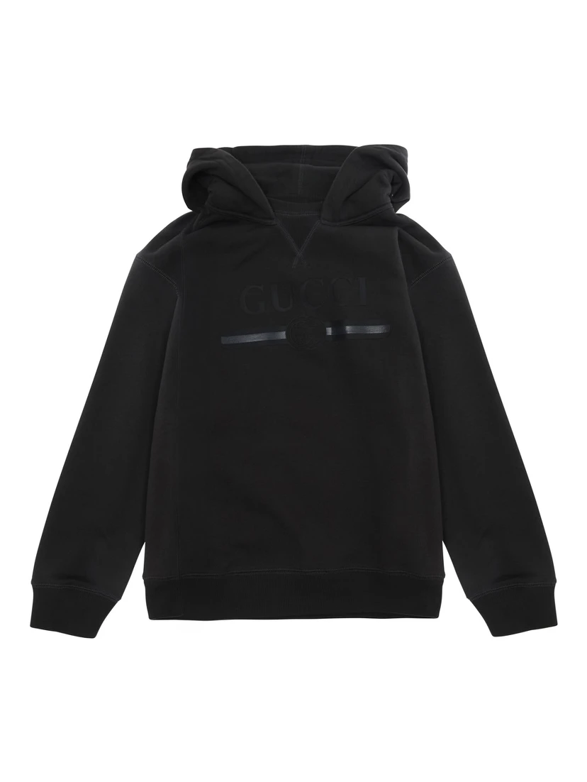 Dark grey Hooded sweatshirt with tone-on-tone logo in cotton for Boy