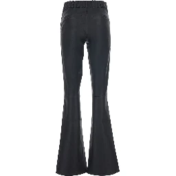 Lucia Black Pants with Elasticated Waist in Leather for Women