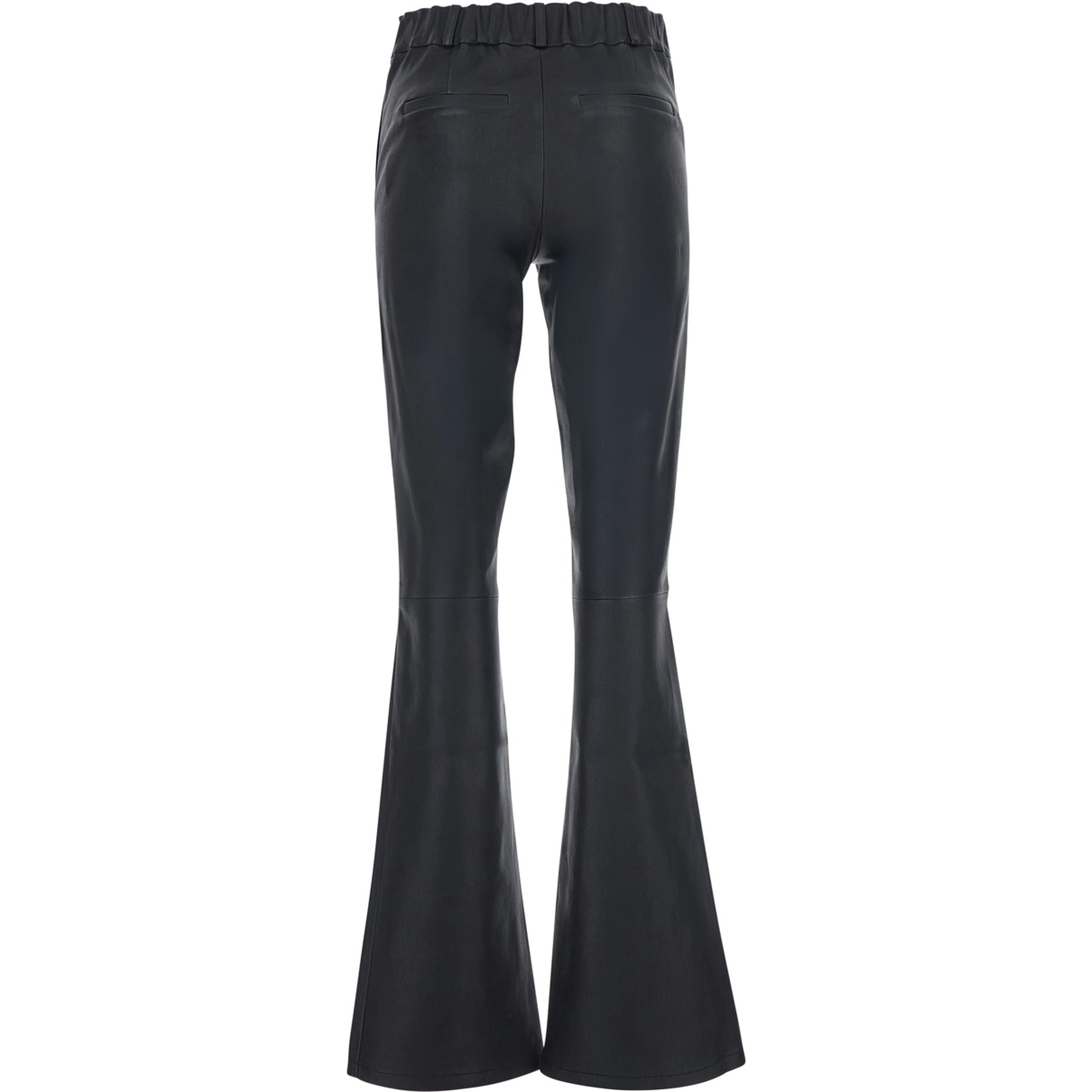 Lucia Black Pants with Elasticated Waist in Leather for Women