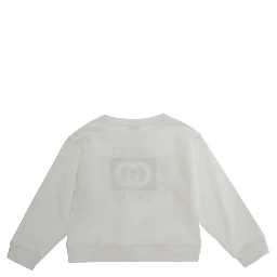 white Sweatshirt with printed logo on the front in cotton for Girl