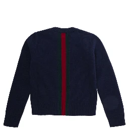 Blue Crewneck sweater with Web embroidery in wool Boy
