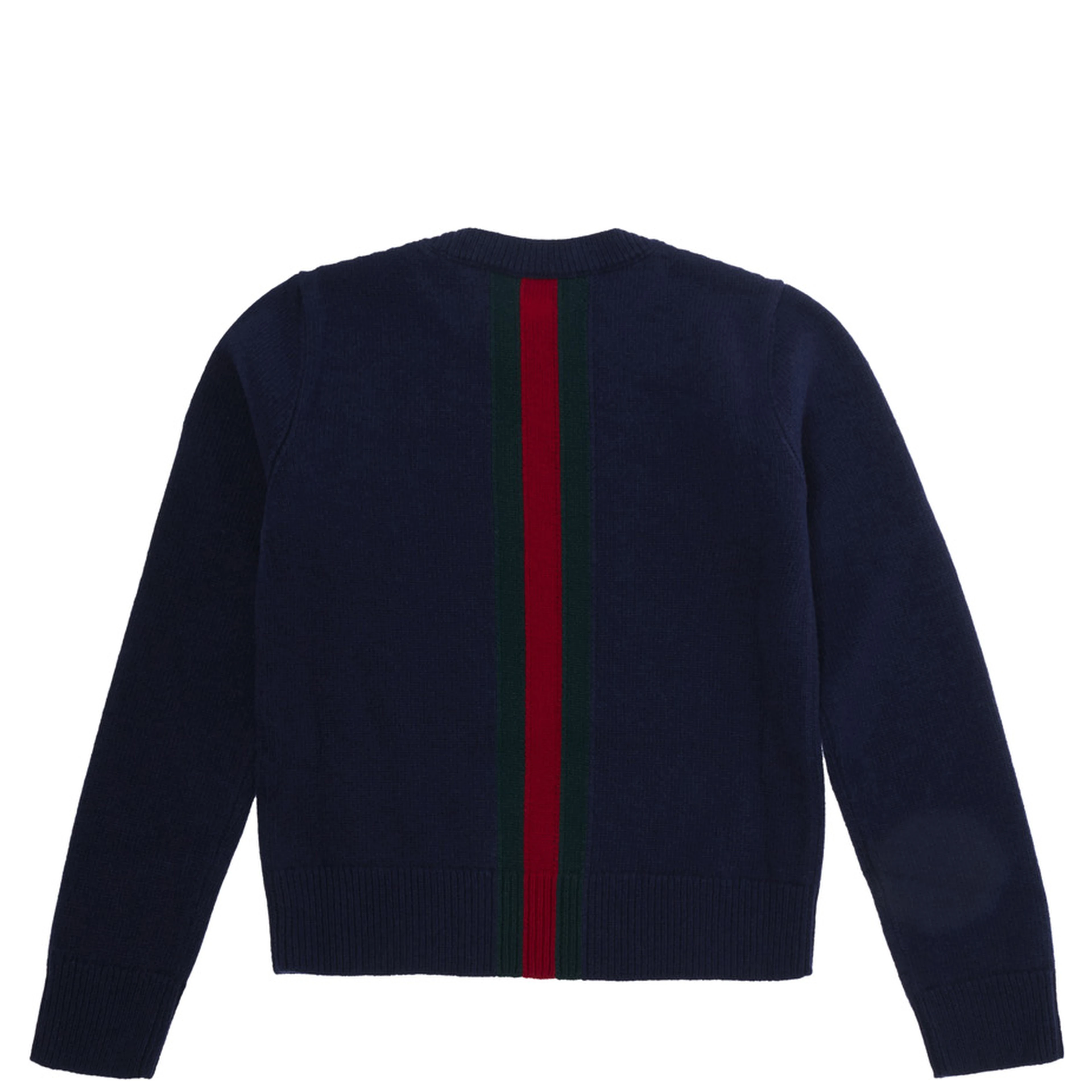 Blue Crewneck sweater with Web embroidery in wool Boy