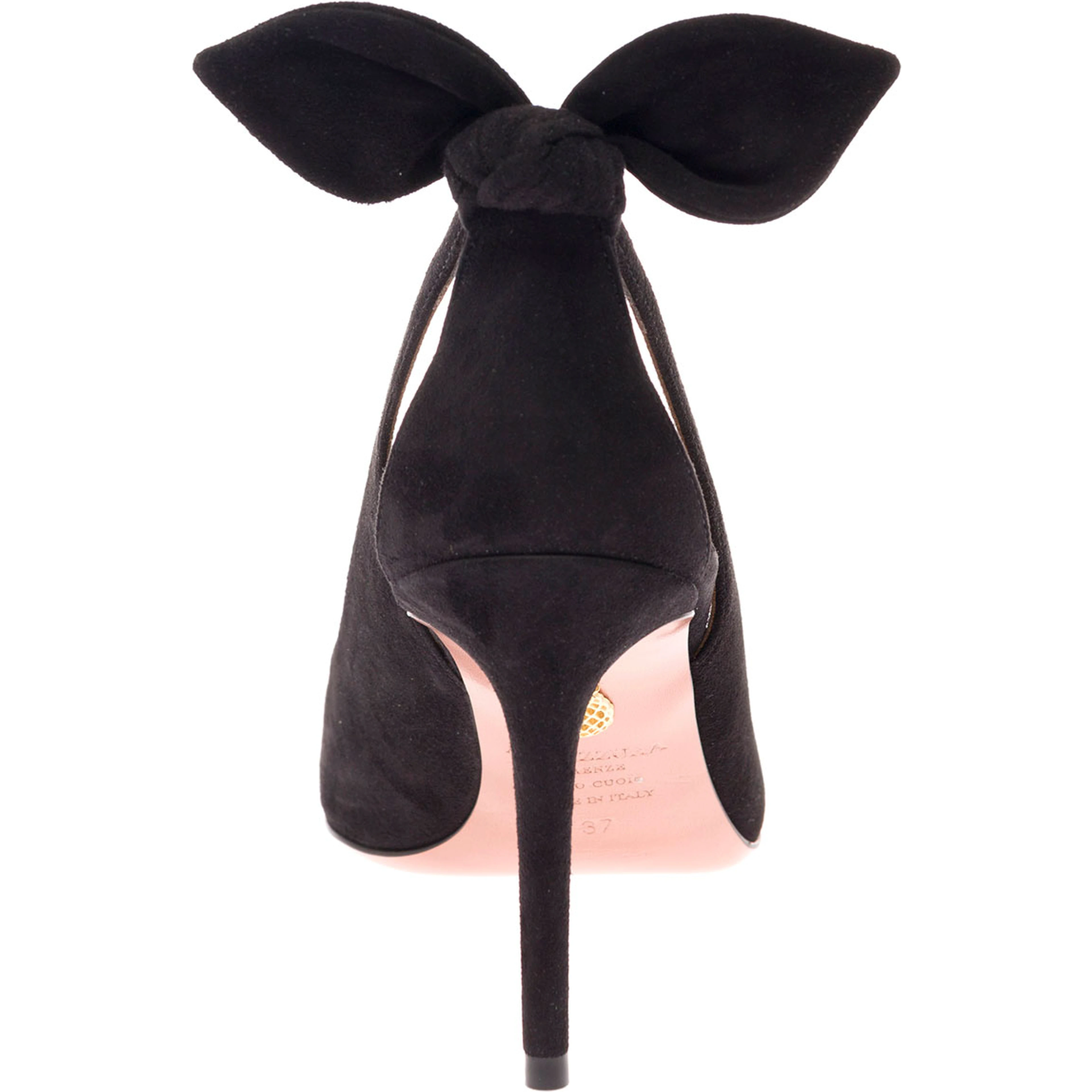 Pumps with Bow Detail and High Stiletto Heel in Black Suede for Women