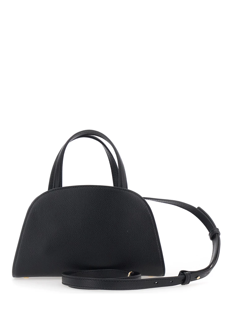 Romy Black Mini bag with adjustable and removable shoulder strap and logo plaque on the front in leather for women alternative