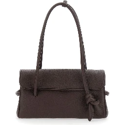 Le Turismo Long Brown Shoulder bag with Knot on the Front and Two Top Handles in Leather Women