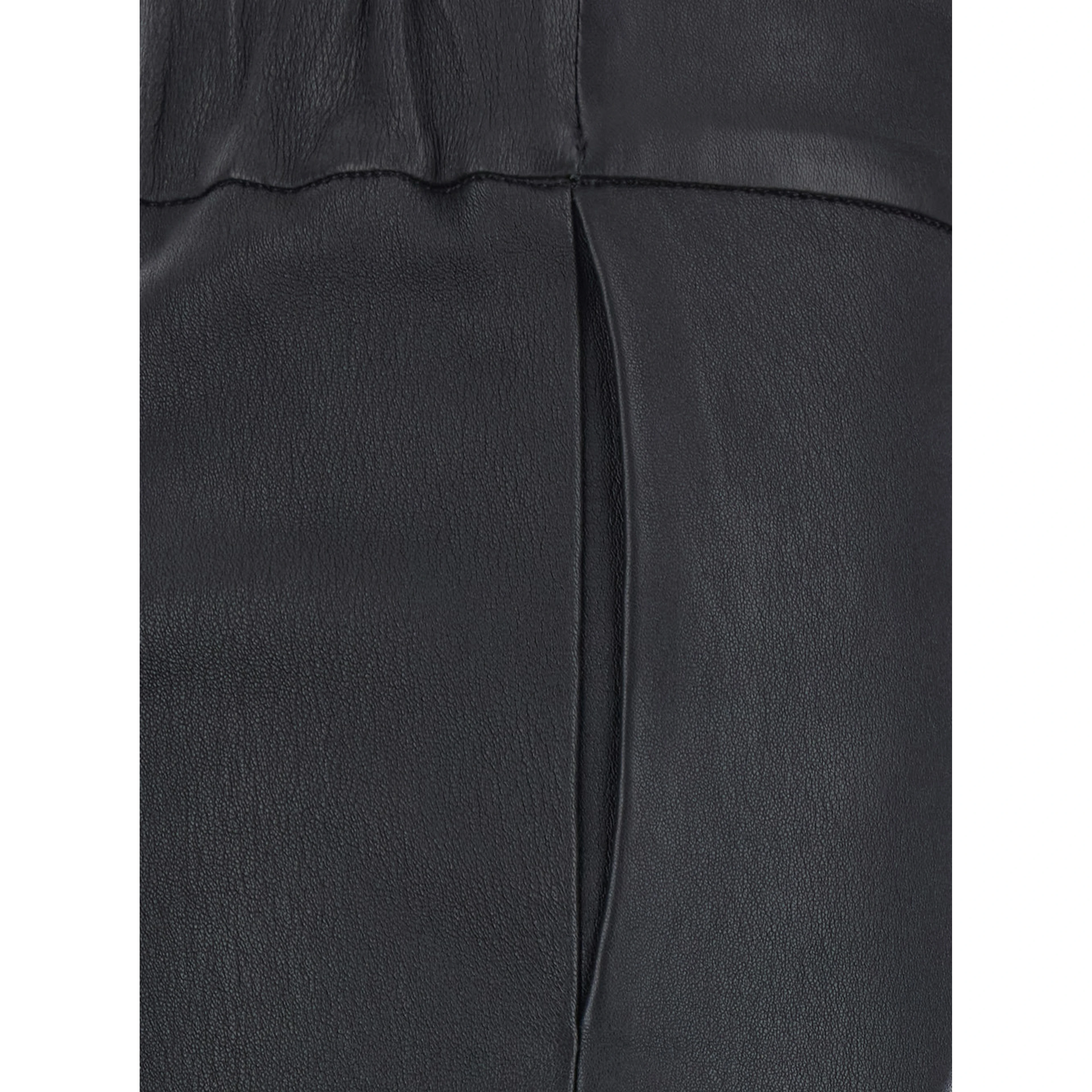 Lucia Black Pants with Elasticated Waist in Leather for Women