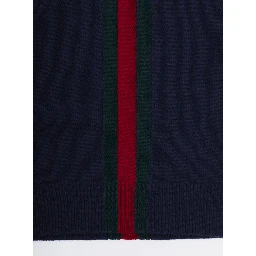 Blue Crewneck sweater with Web embroidery in wool Boy