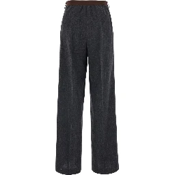 Gray Pants with Striped motif in Wool Blend for Women