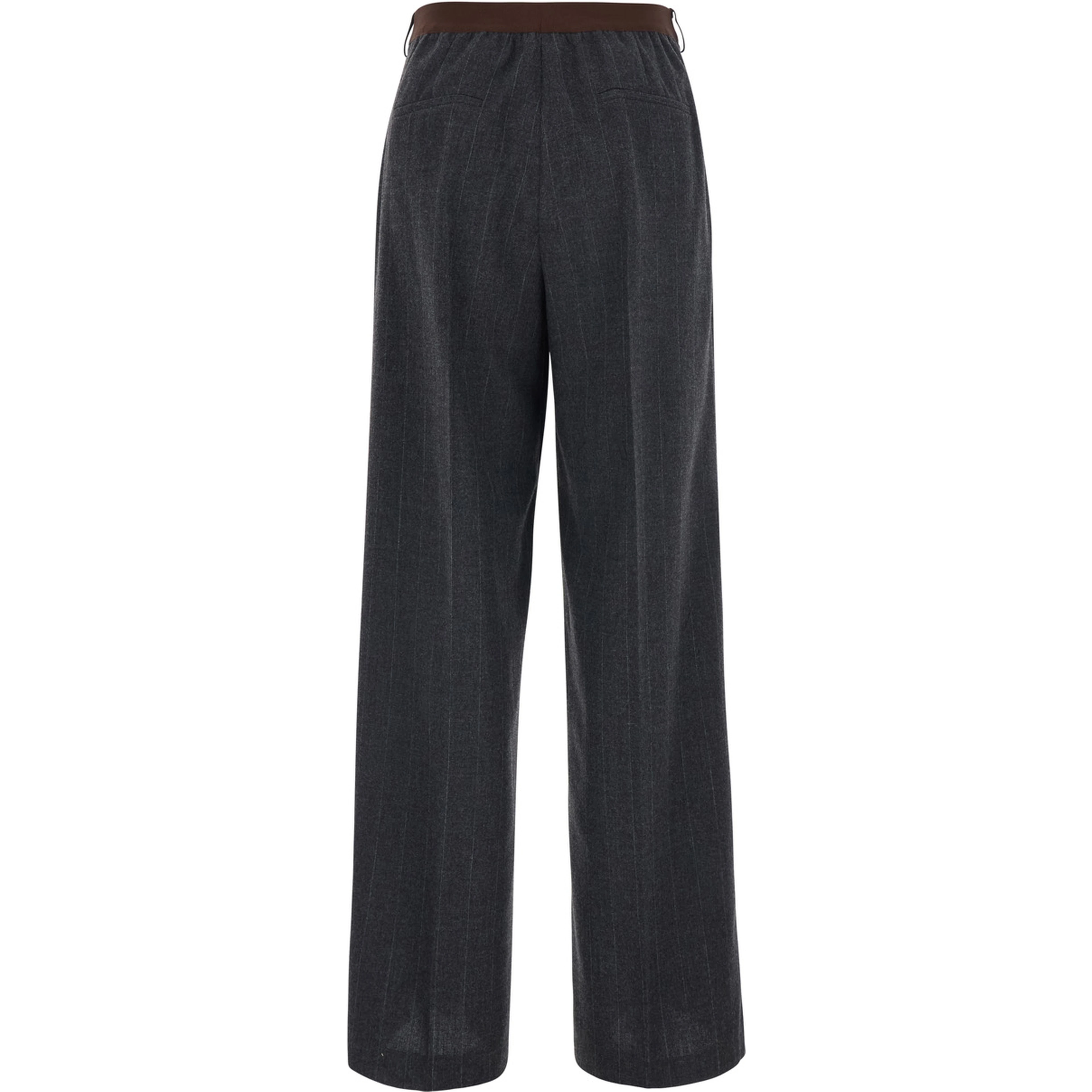 Gray Pants with Striped motif in Wool Blend for Women